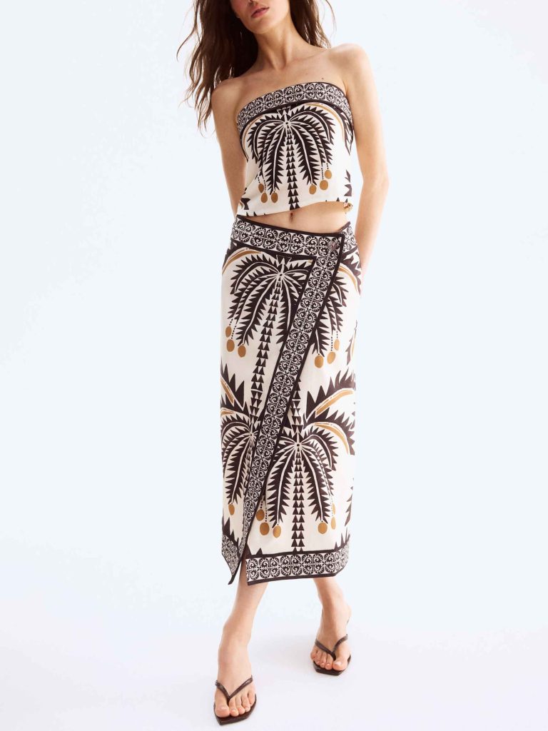 Printed Strapless Two-Piece Set