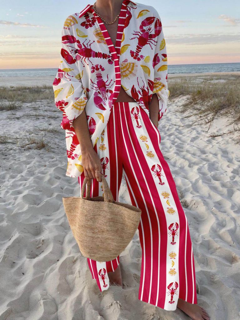 Printed Patchwork Two-Piece Set