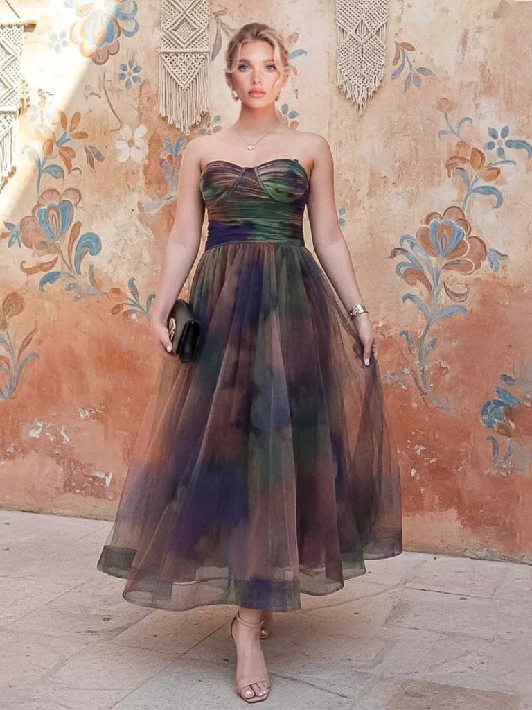 Strapless Elegant Midi Dress