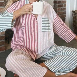 Printed Striped Two-Piece Set
