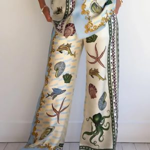 Printed Floral Wide-Leg Loose Fit Pants