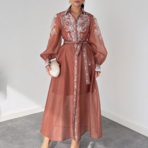 Printed Sheer Casual Maxi Dress