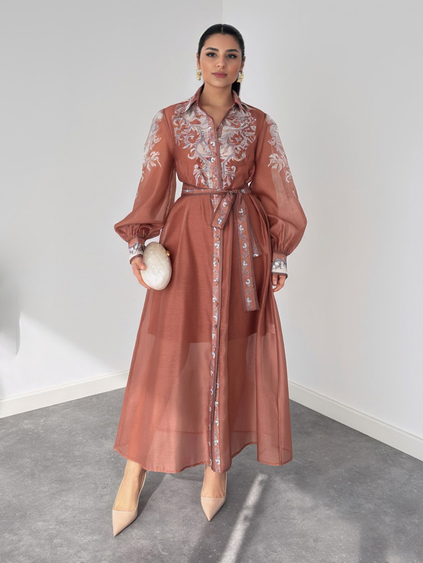 Printed Sheer Casual Maxi Dress