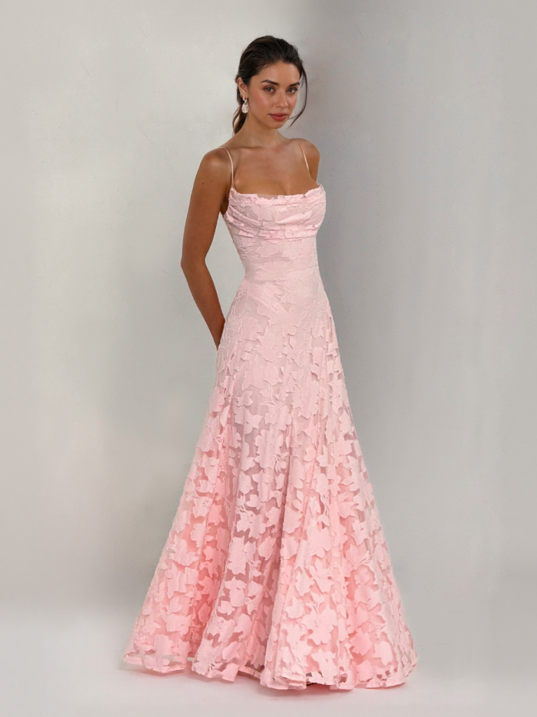 Floral Lace Spaghetti Strap Elegant Maxi Dress